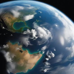 A wide-angle view of planet Earth from space, capturing the entire globe in one frame