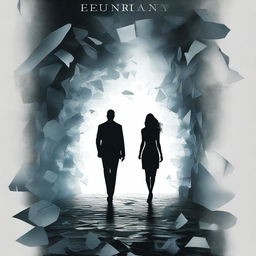 A book cover featuring a woman seen from the back walking on shards of glass, with a man in the background looking at her