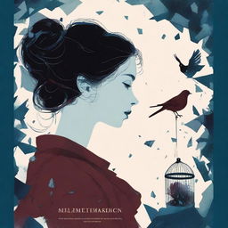 A book cover featuring a young woman seen in profile, walking on shards of glass