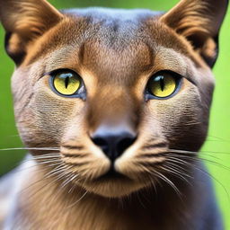 A Jaguarundi face facing forward with photographic quality and detail