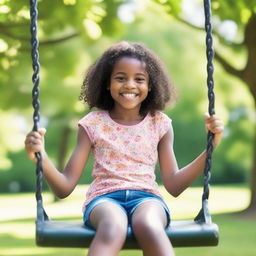 A 13-year-old child playing in a park