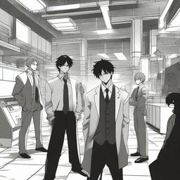 A dramatic scene depicting a sabotage scenario in manga style