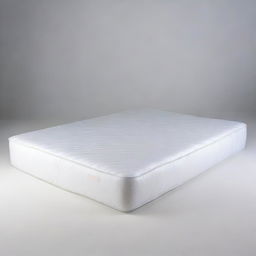 A front view of a bed mattress wrapped in plastic packaging