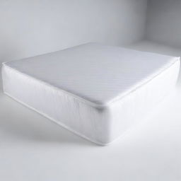 A bed mattress wrapped in plastic packaging