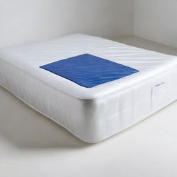 A front view of a bed mattress wrapped in plastic packaging