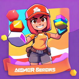 A YouTube thumbnail featuring the character Amber from Brawl Stars