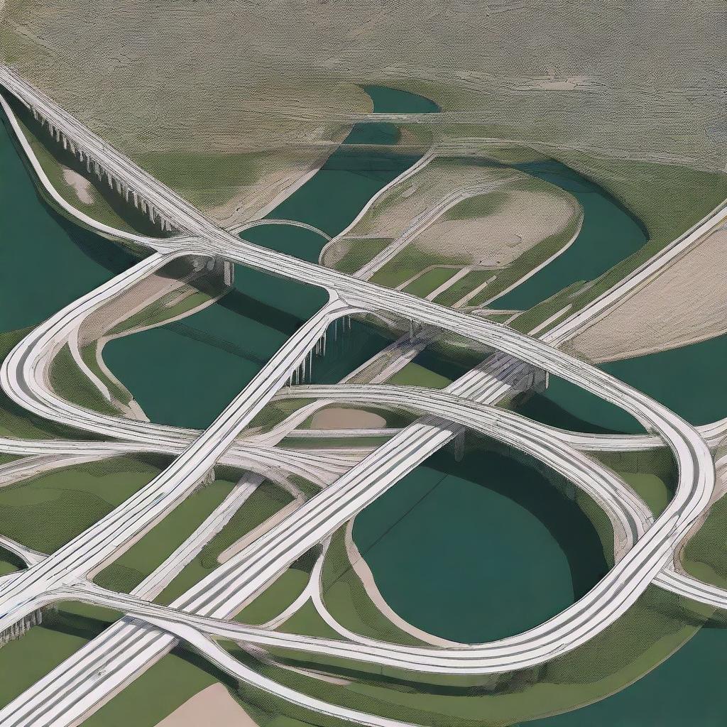 A detailed and high-resolution image of a complex civil engineering project designed using AutoCAD Civil 3D