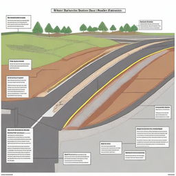 A detailed and informative tutorial image explaining cross-sections of roads in civil engineering