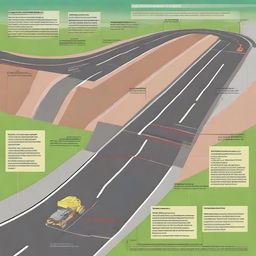 A detailed and informative tutorial image explaining cross-sections of roads in civil engineering