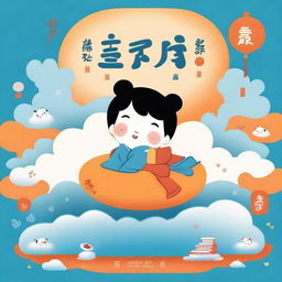 Create a light-hearted and humorous cartoon-style book cover with warm orange and light blue as the main colors, symbolizing day and night