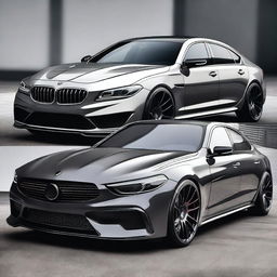 Create an image of a high-performance sporty sedan equipped with a monstrous 9