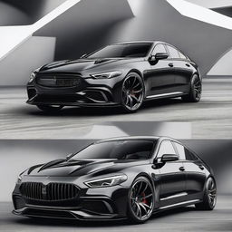 Create an image of a high-performance sporty sedan equipped with a monstrous 9