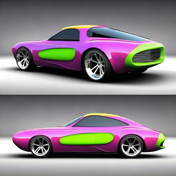 Create an image of a unique and fun car with a quirky and imaginative design