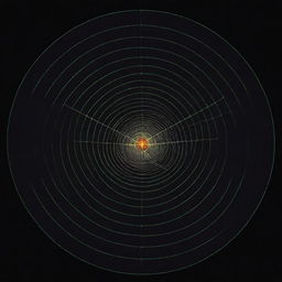 Create a technical and visually striking illustration of an antenna radiation pattern, including details like main lobe, side lobes and nulls.