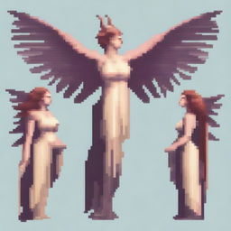 Create a pixel art image of harpies from Greek mythology