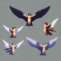 Create a pixel art image of harpies from Greek mythology