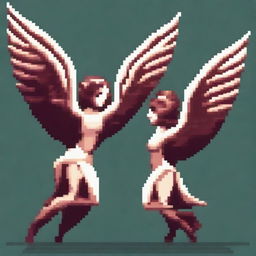 Create a pixel art image of harpies from Greek mythology