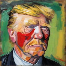 Replace Vincent van Gogh with Donald Trump in the famous painting 'Self-Portrait with Bandaged Ear'