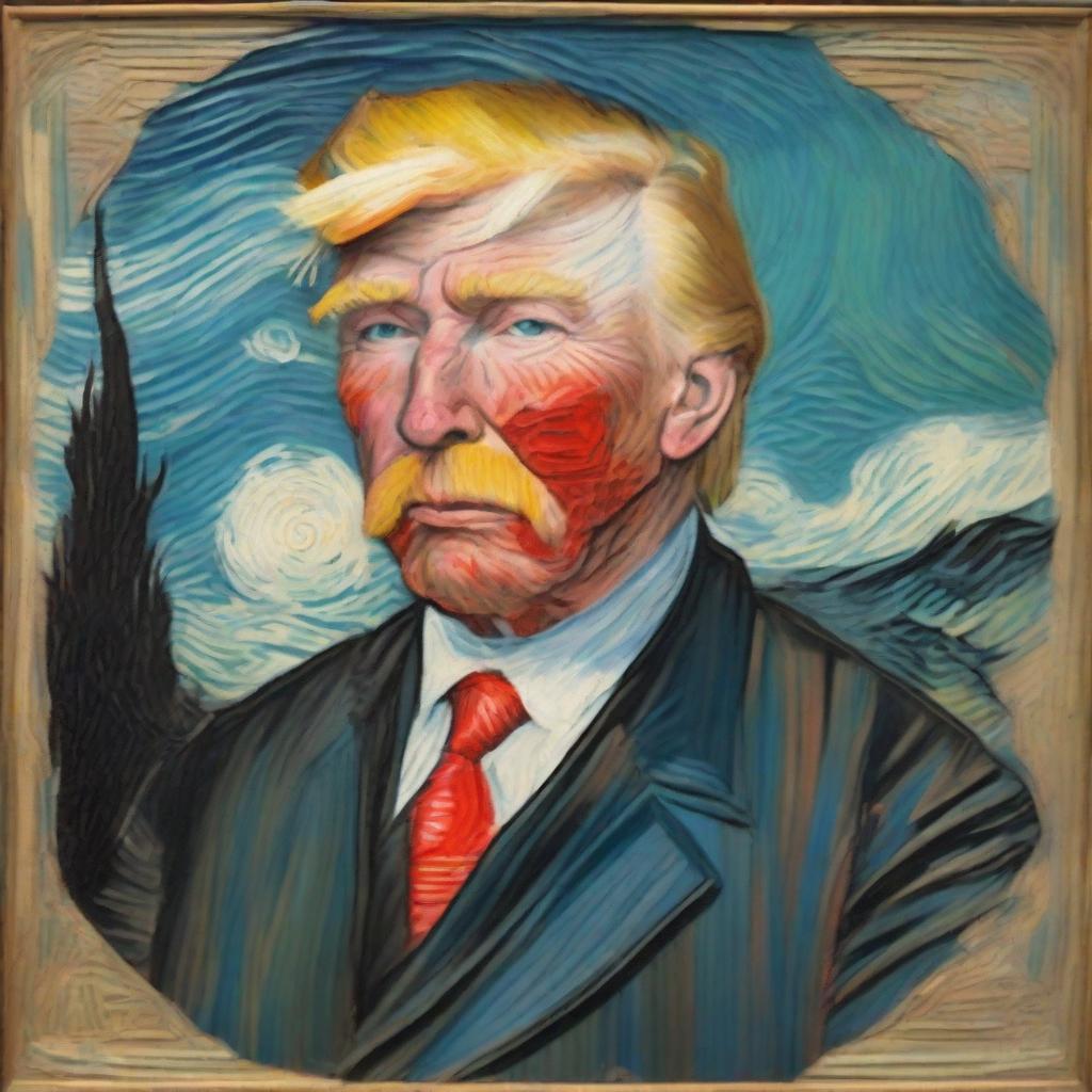 Replace Vincent van Gogh with Donald Trump in the famous painting 'Self-Portrait with Bandaged Ear'