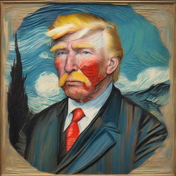 Replace Vincent van Gogh with Donald Trump in the famous painting 'Self-Portrait with Bandaged Ear'