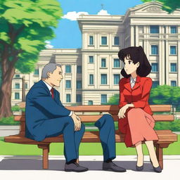 Misato from the anime series sitting next to İlham Aliyev, the President of Azerbaijan