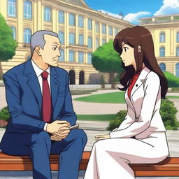 Misato from the anime series sitting next to İlham Aliyev, the President of Azerbaijan