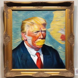 Replace Vincent van Gogh with Donald Trump in the famous painting 'Self-Portrait with Bandaged Ear'