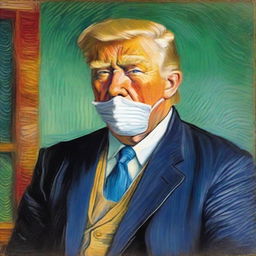 Replace Vincent van Gogh with Donald Trump in the famous painting 'Self-Portrait with Bandaged Ear'