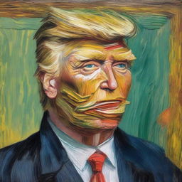 Replace Vincent van Gogh with Donald Trump in the famous painting 'Self-Portrait with Bandaged Ear'