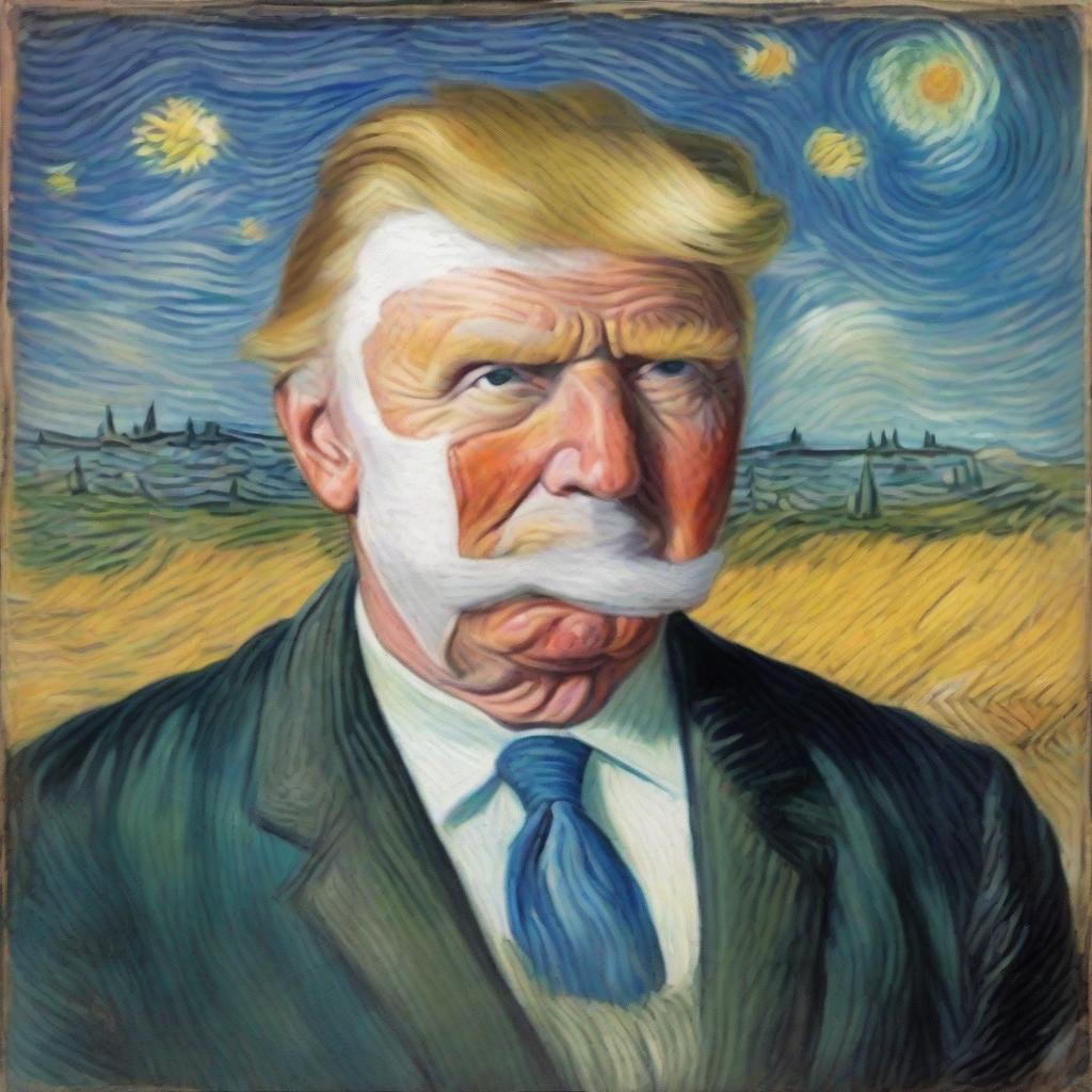 Replace Vincent van Gogh with Donald Trump in the famous painting 'Self-Portrait with Bandaged Ear'