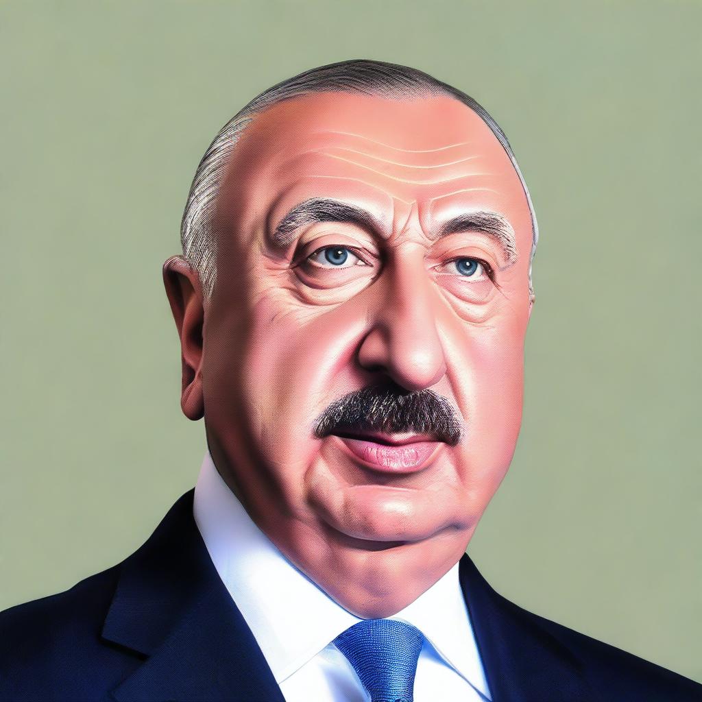 A detailed and respectful portrait of İlham Aliyev, the President of Azerbaijan