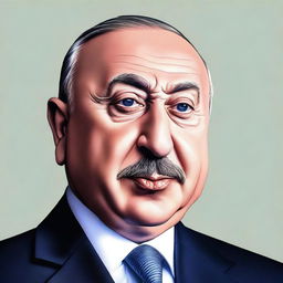 A detailed and respectful portrait of İlham Aliyev, the President of Azerbaijan