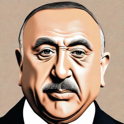 A detailed and respectful portrait of İlham Aliyev, the President of Azerbaijan