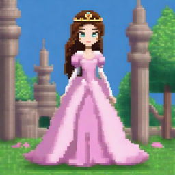 Create a full-body pixel art image of a princess