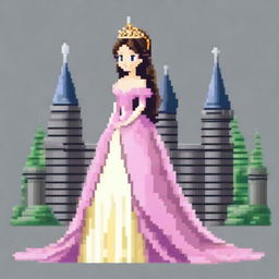 Create a full-body pixel art image of a princess