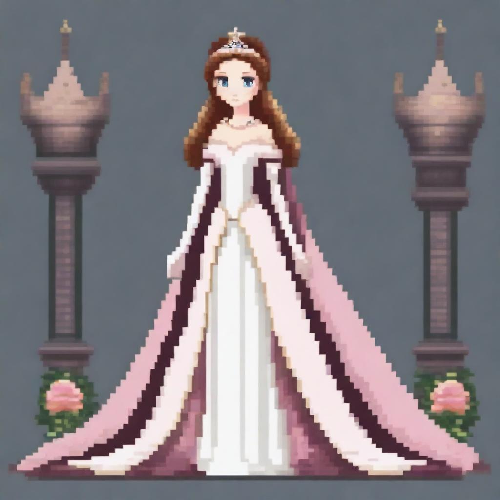 Create a full-body pixel art image of a princess