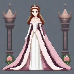 Create a full-body pixel art image of a princess