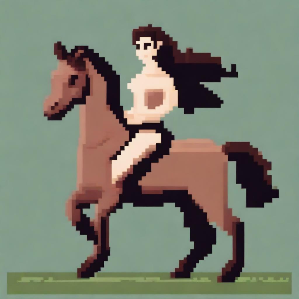 Create a pixel art image of a centaur, the mythical creature with the upper body of a human and the lower body of a horse