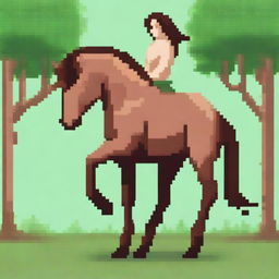 Create a pixel art image of a centaur, the mythical creature with the upper body of a human and the lower body of a horse