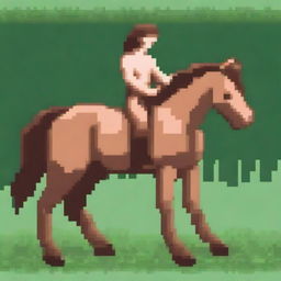 Create a pixel art image of a centaur, the mythical creature with the upper body of a human and the lower body of a horse