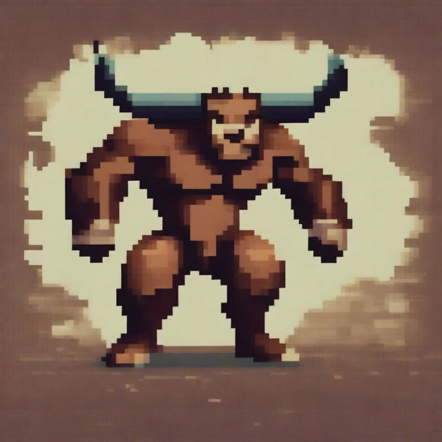 Create a pixel art image of a minotaur