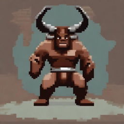 Create a pixel art image of a minotaur