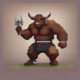 Create a pixel art image of a minotaur