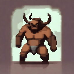 Create a pixel art image of a minotaur