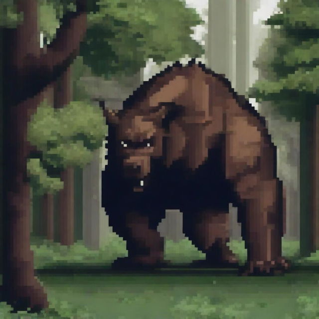 Create a pixel art image of a large beast