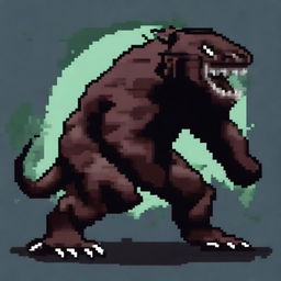 Create a pixel art image of a large, terrifying beast