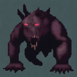 Create a pixel art image of a large, terrifying beast