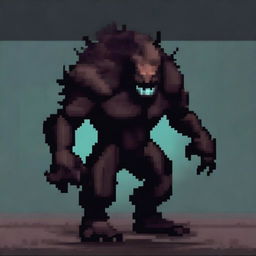 Create a pixel art image of a large, terrifying beast