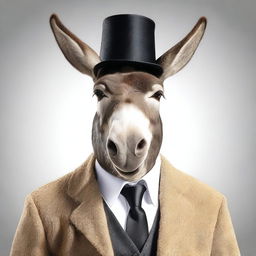 A photo-realistic image of a donkey dressed as a preacher, displaying a very pugnacious expression