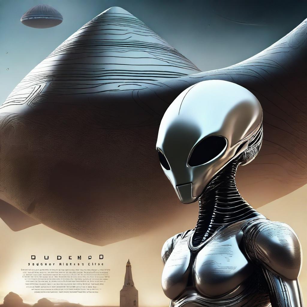 Create a movie poster featuring an alien spaceship